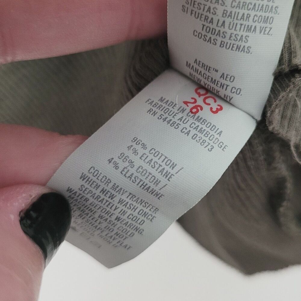 Aerie Ribbed Hook & Eye Olive Green Cropped Tank Size Large - Picture 7 of 7